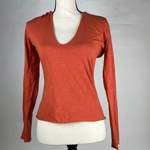 Lucy long sleeve hooded shirt in tangerine orange - size XS